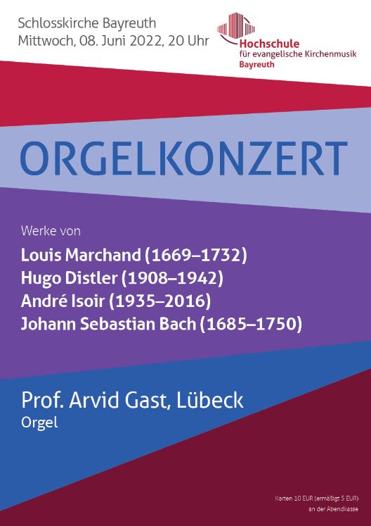 Plakat Orgelkonzert mit Prof. Gast